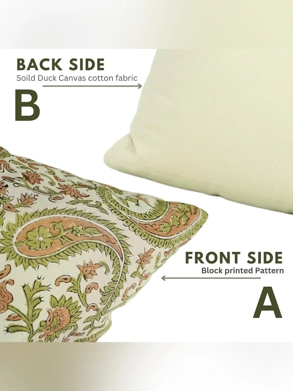 🆕Bohemian Soft Linen Hand Block Print Floral Vintage Kiara Pillow Cover 22”x22” - Picture 7 of 11
